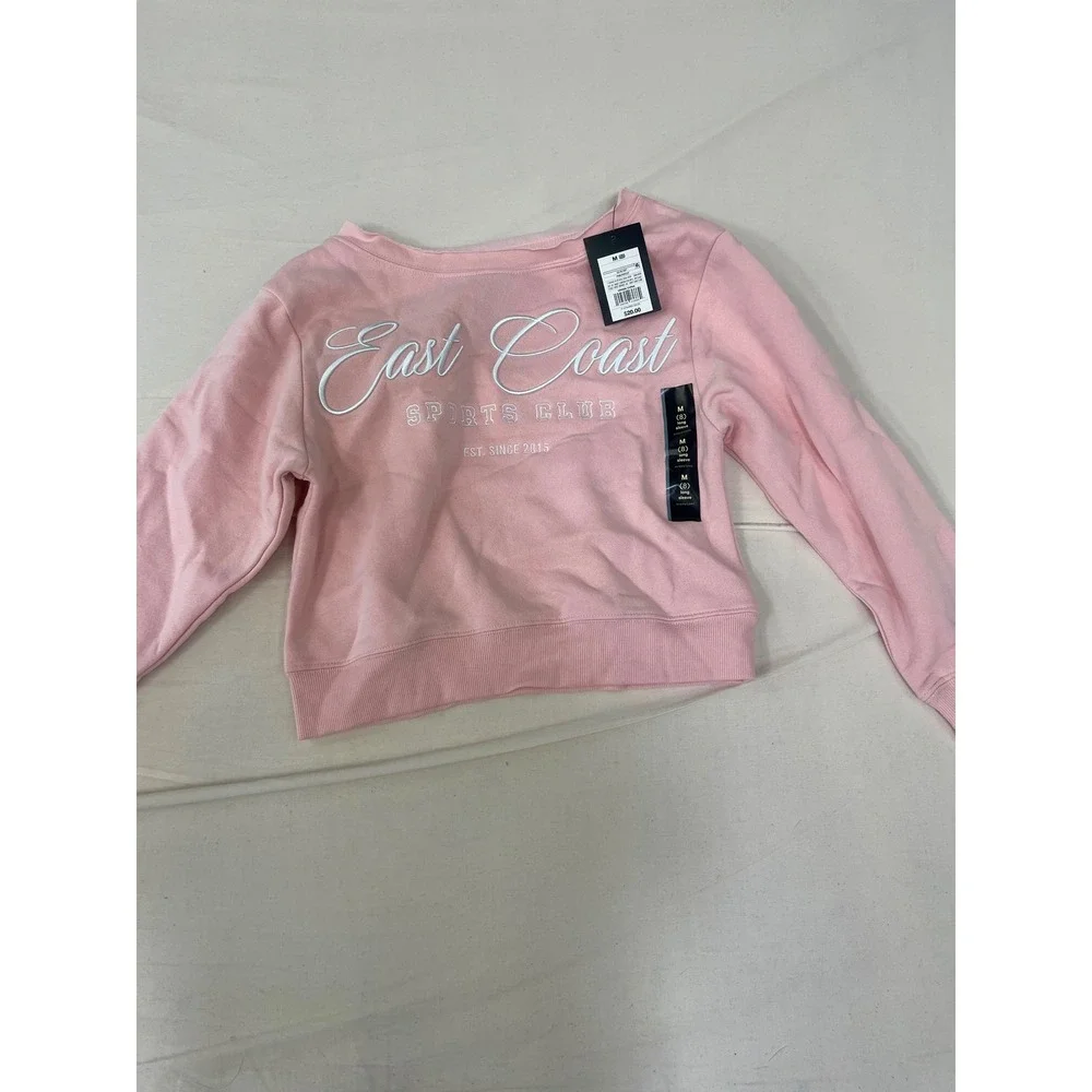 Target Coast Club Sports Pink Embroidered Fleece Sweatshirt Kids Size M 8 NWT